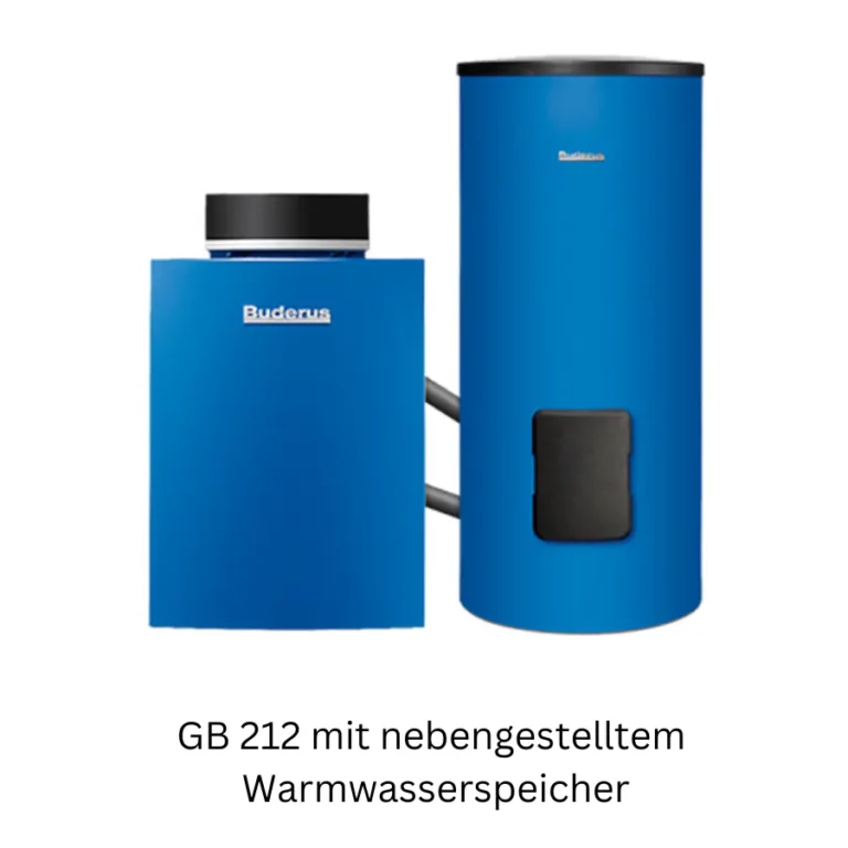 Gasheizung Buderus GB 212 mit nebengestelltem Warmwasserspeicher